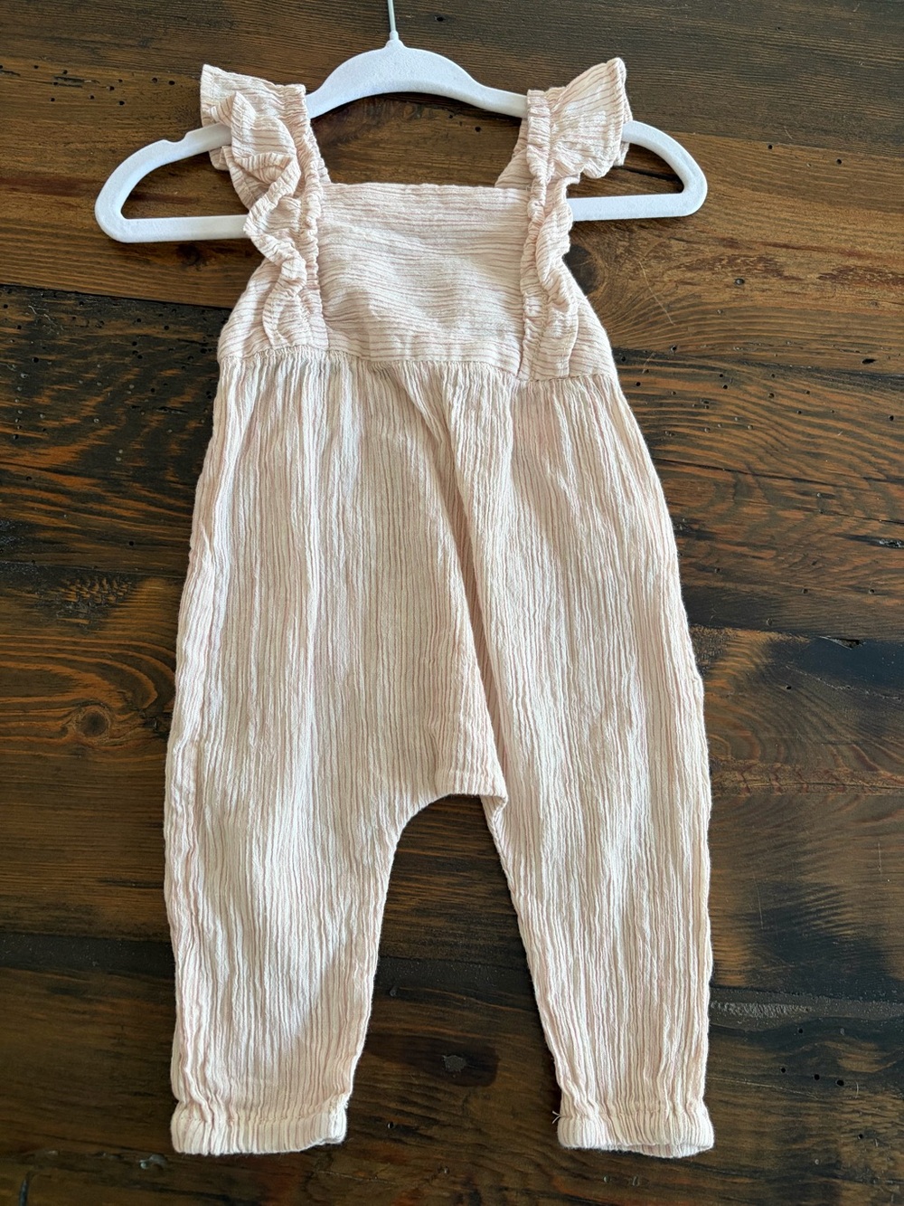 Zara Light Blush Ruffled Strap Romper